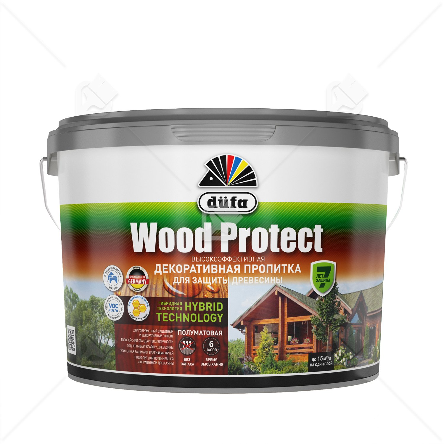 Пропитка декоративная для защиты древесины Dufa Wood Protect орех 9 л