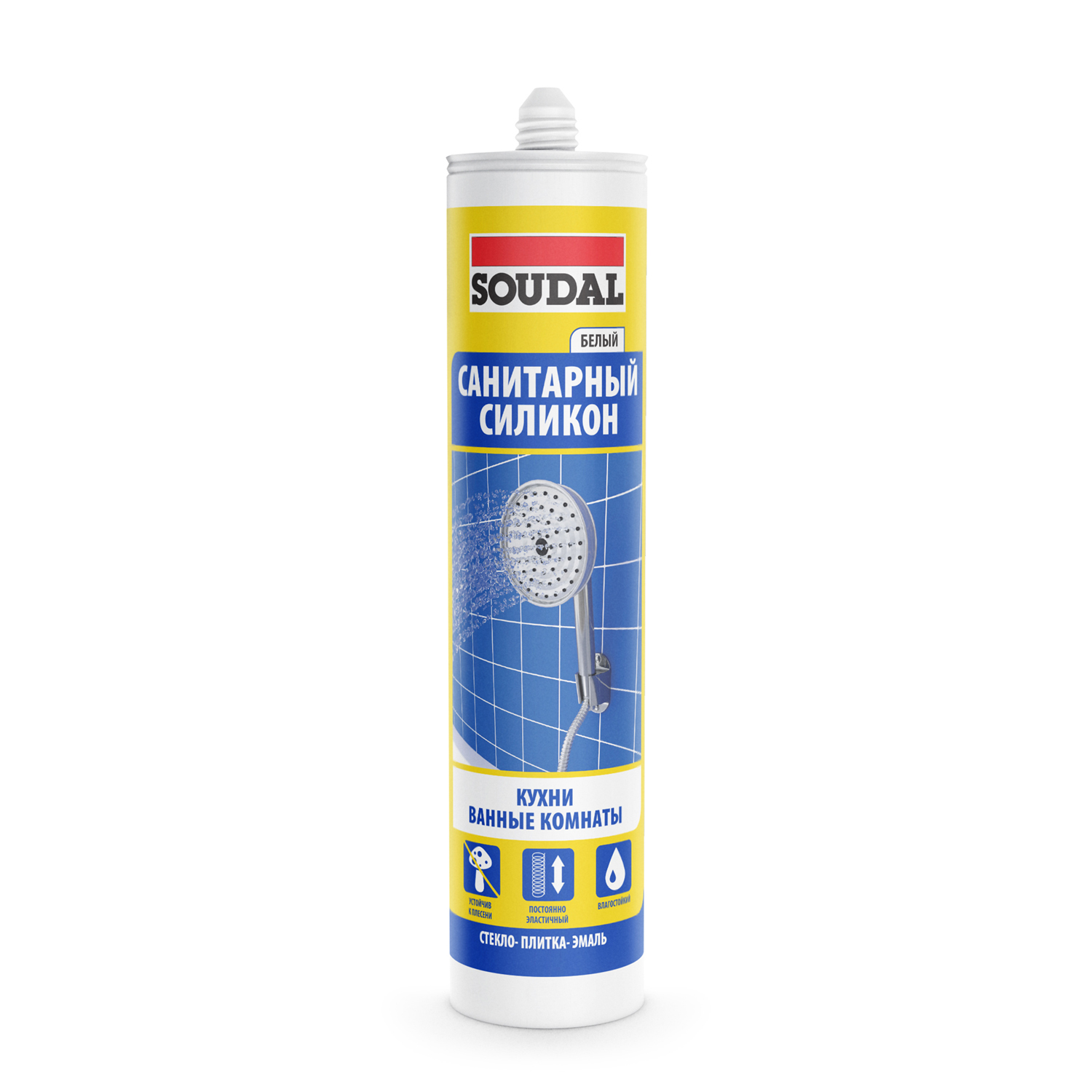 Герметик силиконовый санитарный Soudal белый 280 мл
