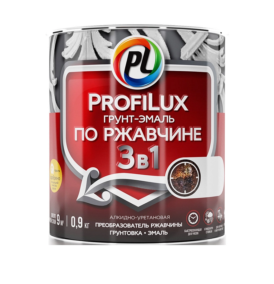 Грунт-эмаль на ржавчину 3 в 1 Profilux полуматовая чёрная 5 кг.