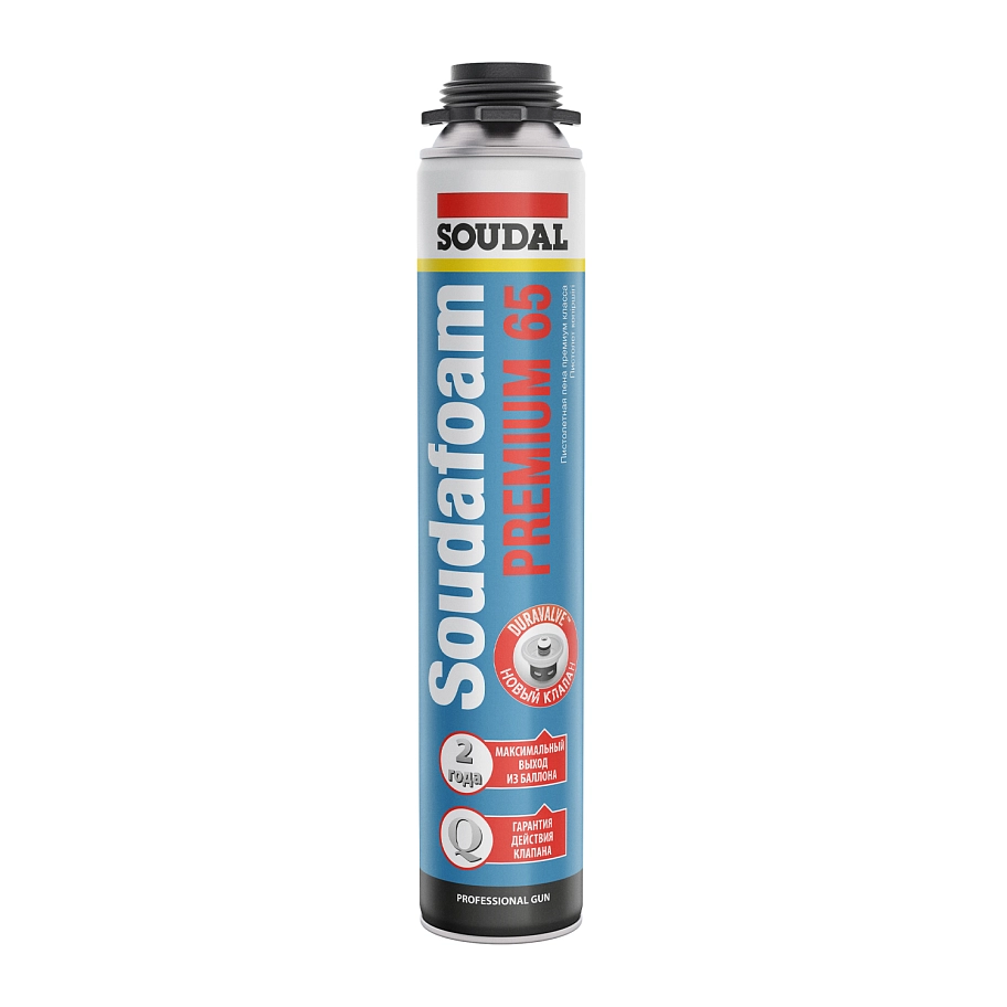 Пена профессиональная Soudal Soudafoam PREMIUM 65 820 мл. выход 65 л