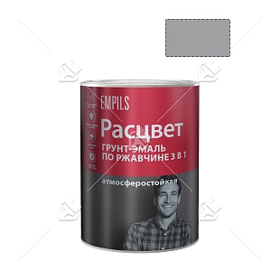 Грунт-эмаль на ржавчину 3 в 1 алкидная Расцвет глянцевая светло-серая 0,9 кг