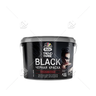 Краска для стен и потолков водно-дисперсионная Dufa Trend Farbe Black глубокоматовая черная 10 л