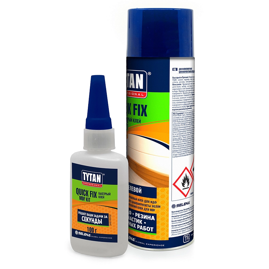 Клей цианакрилатный двухкомпонентный для МДФ Tytan Professional 400 мл / 100 мл
