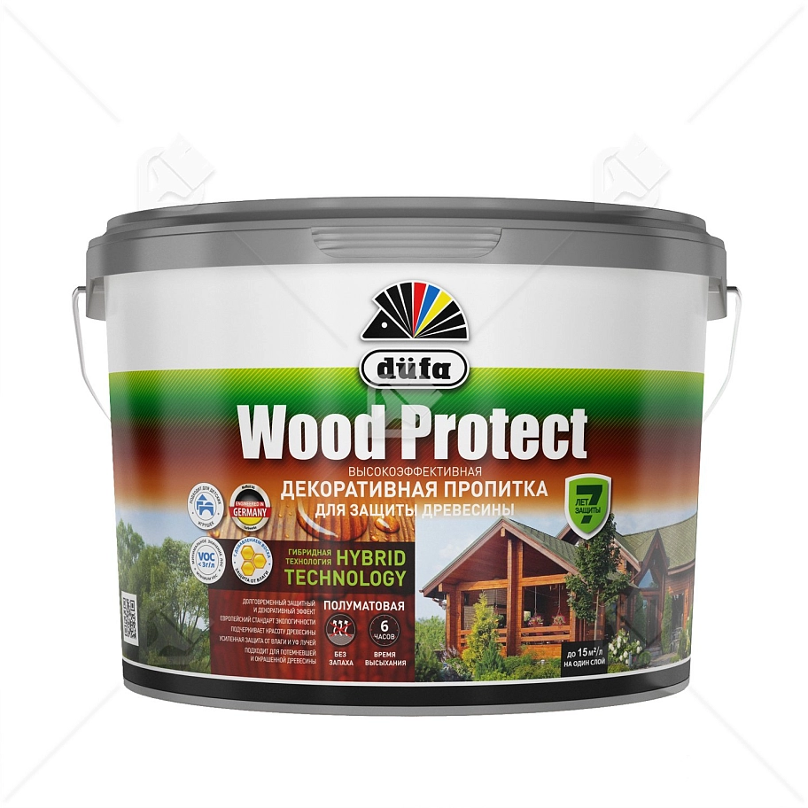 Пропитка декоративная для защиты древесины Dufa Wood Protect белая 10 л