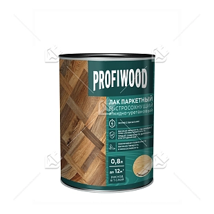 Лак паркетный быстросохнущий алкидно-уретановый Profiwood глянцевый прозрачный 0,8 л