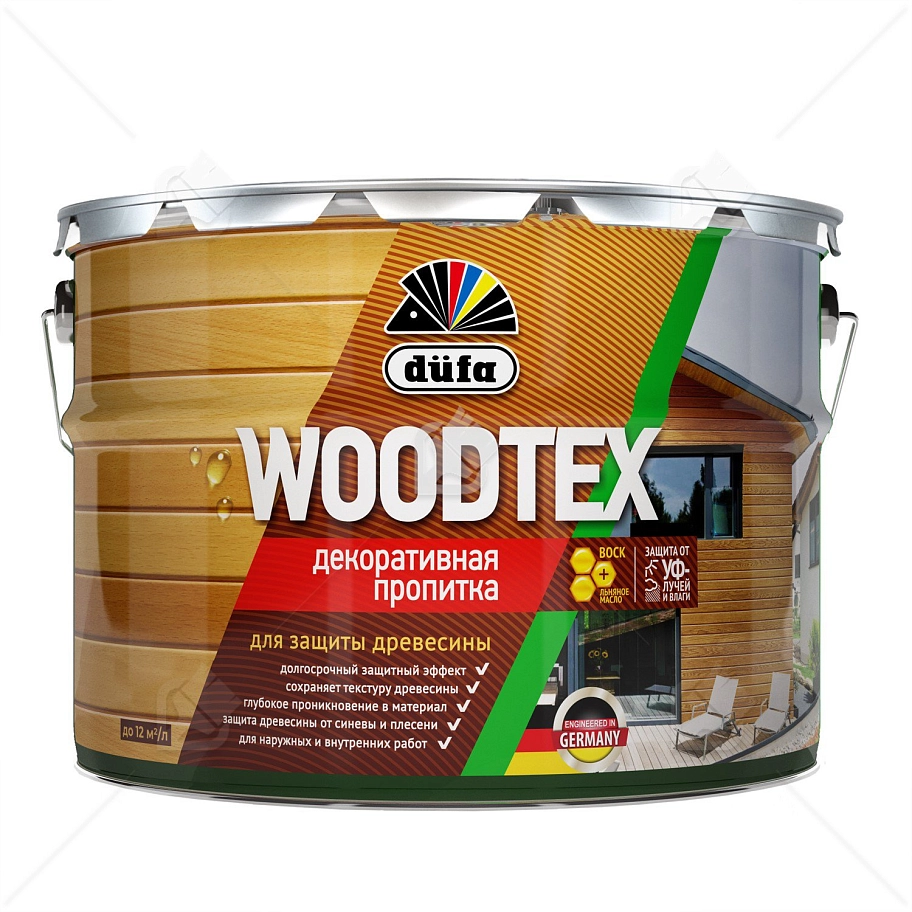 Пропитка декоративная для защиты древесины алкидная Dufa Woodtex серый 9л