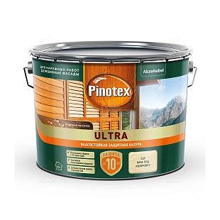 Пропитка декоративная для защиты древесины Pinotex Ultra AWB полуглянцевая база CLR 9 л