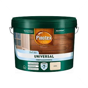 Pinotex Universal 2 в 1 универсальная пропитка для древесины Берёза 9 л