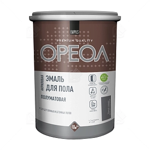 Эмаль для пола акриловая Ореол полуматовая тёмно-серая 0,9 кг
