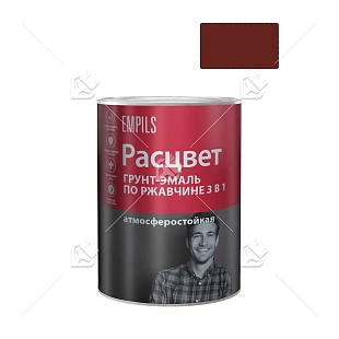 Грунт-эмаль на ржавчину 3 в 1 алкидная Расцвет глянцевая вишневая 0,9 кг